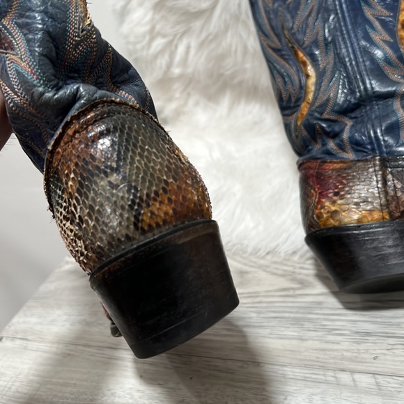 VINTAGE DAN POST  RAINBOW  PYTHON SNAKESKIN EXOTIC RARE WESTERN BOOT 6.5 M - Picture 8 of 16